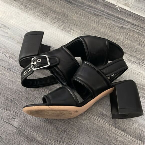 NEW AGL Black Puffy Tabby Attilio Strappy Sandal Block Heels Size 39 - Picture 3 of 5
